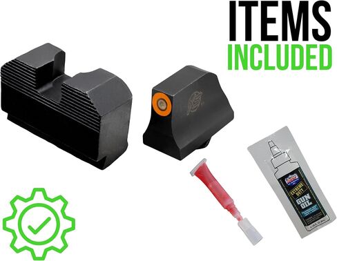 XS SIGHTS مشاهد ليلية بسيطة من التريتيوم، تناسب مسدسات Glock Gen 1 - 5 + MOS، مشهد أمامي ملون مضيء مزود بنقطة توهج التريتيوم/الضوء in Kuwait