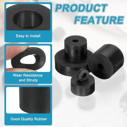 uxcell 14 Pcs Multi Purpose Rubber Spacer, 0.33" OD x 0.8" ID x 0.2" Thickness Anti-Vibration Isolation Rubber Bushings Grommets Spacers Washers for Home Cars Boat Accessories (Black) in Saudi Arabia