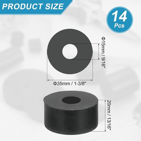 uxcell 14 Pcs Multi Purpose Rubber Spacer, 0.33" OD x 0.8" ID x 0.2" Thickness Anti-Vibration Isolation Rubber Bushings Grommets Spacers Washers for Home Cars Boat Accessories (Black) in Saudi Arabia