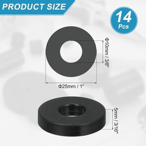uxcell 14 Pcs Multi Purpose Rubber Spacer, 0.33" OD x 0.8" ID x 0.2" Thickness Anti-Vibration Isolation Rubber Bushings Grommets Spacers Washers for Home Cars Boat Accessories (Black) in Kuwait