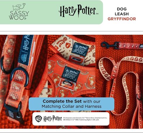 Dog Collar Harry Potter™ Gryffindor - M, Adjustable, Durable, Comfortable and Stylish Pet Accessories for Medium Dogs - Officially Licensed in Kuwait
