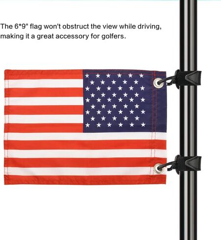 Motain Easy Installation Golf Cart Flag Holder,2 Pack Elastic Strap Bracket with 6 * 9'' American Flag,Golf Cart Accessories in Saudi Arabia