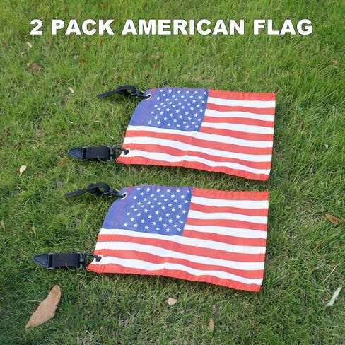 Motain Easy Installation Golf Cart Flag Holder,2 Pack Elastic Strap Bracket with 6 * 9'' American Flag,Golf Cart Accessories in Saudi Arabia