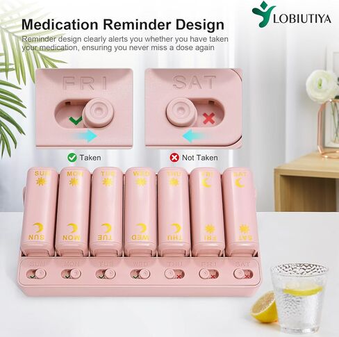 Weekly Pill Organizer 2 Times a Day + 2 Detachable Pill Organizers kit - AM PM Travel Pill Organizer for Vitamin Medicine Supplement Fish Oil, Green Daily Pill Organizer 2 Times a Day in Kuwait