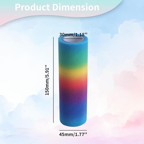 10 Colors Rainbow Tulle Rolls Tulle Netting Rolls Tulle Fabric Spool Ribbon 6" by 25 Yards/Spool and Sewing Scissor Measuring Tape Knit Elastic Spool for Table Skirt Rainbow Party Tulle Skirt in Saudi Arabia