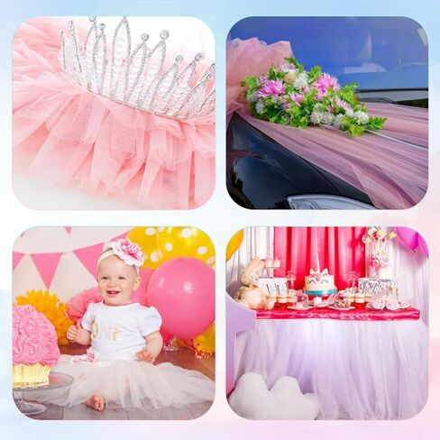 10 Colors Rainbow Tulle Rolls Tulle Netting Rolls Tulle Fabric Spool Ribbon 6" by 25 Yards/Spool and Sewing Scissor Measuring Tape Knit Elastic Spool for Table Skirt Rainbow Party Tulle Skirt in Saudi Arabia