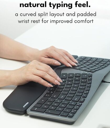Macally Wired Ergonomic Keyboard for Mac - Compatible Backlit Apple Keyboard with Wrist Rest (Curved for Comfort) Ergo Split Keyboard for MacBook Pro/Air, iMac, Mac Mini in Saudi Arabia