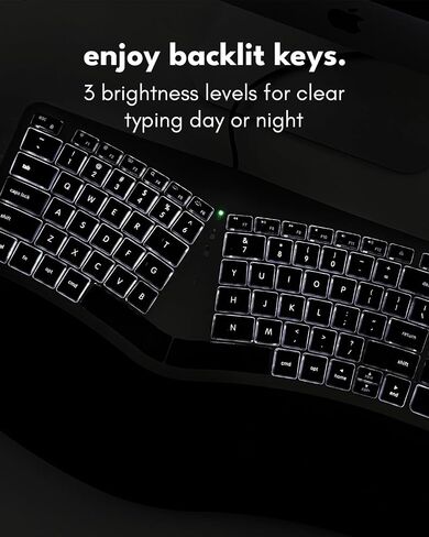 Macally Wired Ergonomic Keyboard for Mac - Compatible Backlit Apple Keyboard with Wrist Rest (Curved for Comfort) Ergo Split Keyboard for MacBook Pro/Air, iMac, Mac Mini in Saudi Arabia
