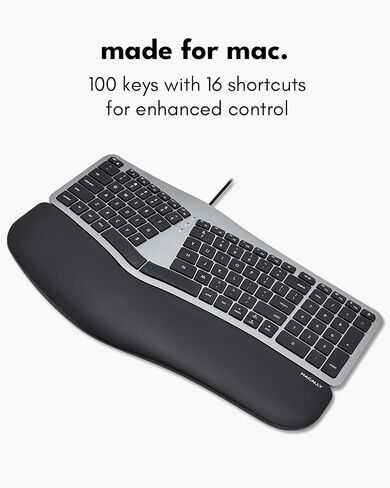 Macally Wired Ergonomic Keyboard for Mac - Compatible Backlit Apple Keyboard with Wrist Rest (Curved for Comfort) Ergo Split Keyboard for MacBook Pro/Air, iMac, Mac Mini in Saudi Arabia