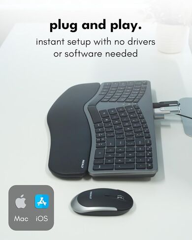 Macally Wired Ergonomic Keyboard for Mac - Compatible Backlit Apple Keyboard with Wrist Rest (Curved for Comfort) Ergo Split Keyboard for MacBook Pro/Air, iMac, Mac Mini in Saudi Arabia