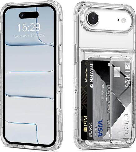 for iPhone 16 Case Wallet Clear Protective Phone Case with Credit Card Holder Heavy Duty Protection Shockproof Anti-Scratch Anti-Yellow Cover for iPhone 16 6.1 inch Transparent in Saudi Arabia