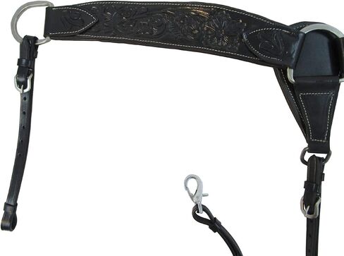 Western Breast Collar Horse Tooled Leather Black Breastcollar Roping Barrel Racing Trail Breastplate Tack in Saudi Arabia