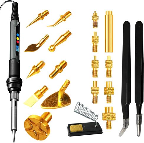 3D Printing Smoothing Tool Kit, 21PCS 3D Print Tools Set with 60W Soldering Iron, 7 Sizes Heat-Set Nuts, 9 Brass Tips, 2 Tweezers – 3D Pen Kit, Electric Connector Cleaning Leveling Tool for 3D Printer in Kuwait