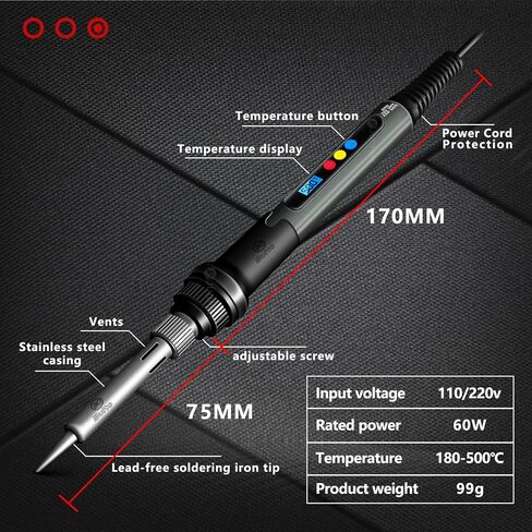 3D Printing Smoothing Tool Kit, 21PCS 3D Print Tools Set with 60W Soldering Iron, 7 Sizes Heat-Set Nuts, 9 Brass Tips, 2 Tweezers – 3D Pen Kit, Electric Connector Cleaning Leveling Tool for 3D Printer in Kuwait