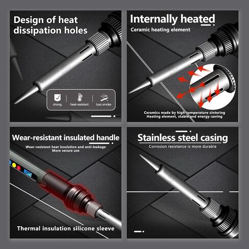 3D Printing Smoothing Tool Kit, 21PCS 3D Print Tools Set with 60W Soldering Iron, 7 Sizes Heat-Set Nuts, 9 Brass Tips, 2 Tweezers – 3D Pen Kit, Electric Connector Cleaning Leveling Tool for 3D Printer in Kuwait