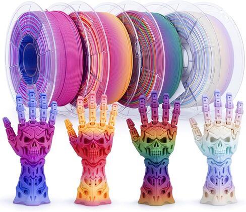 حزمة من 4 قطع من ZIRO Matte Fast Color Change PLA، حزمة خيوط متدرجة الألوان 1.75 مم، خيوط PLA غير لامعة بألوان قوس قزح، تناسب معظم الطابعات والقلم ثلاثية الأبعاد، 2.2 رطل × 4 بكرات in Kuwait