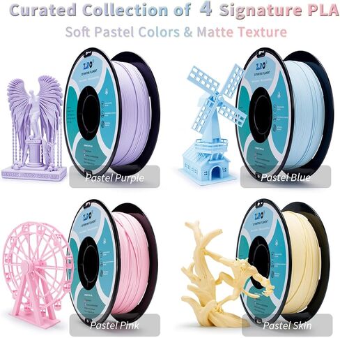 حزمة من 4 قطع من ZIRO Matte Fast Color Change PLA، حزمة خيوط متدرجة الألوان 1.75 مم، خيوط PLA غير لامعة بألوان قوس قزح، تناسب معظم الطابعات والقلم ثلاثية الأبعاد، 2.2 رطل × 4 بكرات in Kuwait