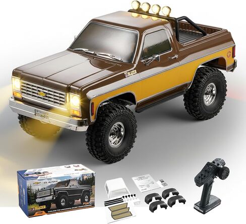 EAZYRC FMS FCX10 1/10 RC Crawler RS Chevy K5 Blazer Orange, with License Hobby Grade RC Truck, 8KM+ 2 Speed Transmission Remote Control Car for Adults with 2.4Ghz Radio and LED Light (Orange) in Saudi Arabia