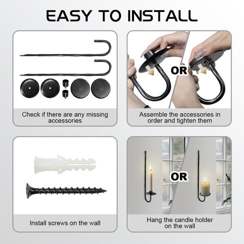 Wall Candle Sconces Set of 2 Metal Wall Candle Holders Hand-Forged Vintage Gold Solid Steel, Rustic Home Decor for Living Room, Bedroom, Dining Room, Candle Accent in Kuwait