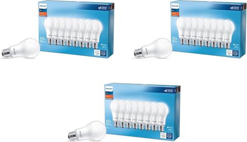 PHILIPS LED A19, Non-Dimmable, Flicker-Free, Eye Comfort Technology, 500 Lumen, Frosted, Soft White 2700K, 5W=40W, 24PK in Kuwait