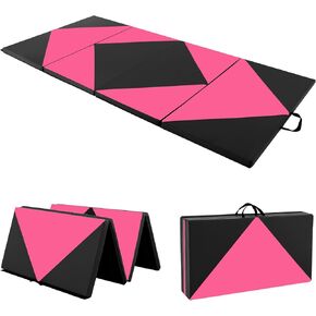 Giantex 4'x8' Gymnastics Mat, 2" Thick Folding Tumbling Mat with Carrying Handles, Foldable Gym Mat with Hook and Loop Fastener, Cheer Mats for Kids Adults Home Exercise Aerobics Fitness in Kuwait
