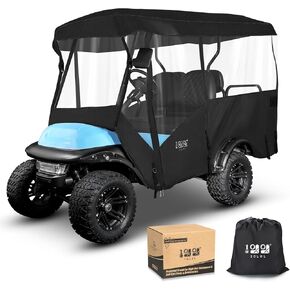 10L0L Universal 4 Passenger Golf Cart Enclosure - Extended Roof 94" Fit for Yamaha, EZGO TXT RXV, Club Car DS Precedent, Golf Cart Rain Cover, 600D Waterproof Driving Enclosure with Side Mirror Open in Kuwait
