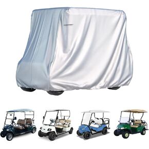 2/4 Passenger Golf Cart Cover for Yamaha EZGO Club Car, 420T Waterproof Polyester with Silver Coating,Waterproof,Dustproof,Windproof,Sunproof，All-Weather Protection (95-48-73-sliver) in Saudi Arabia