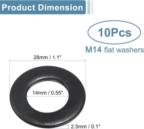 10 قطع من uxcell M16 غسالات مسطحة من الفولاذ المقاوم للصدأ، 17 مم معرف × 30 مم OD × 3 مم سميكة سوداء مطلية بالزنك غسالات معدنية للبراغي والمسامير in Saudi Arabia