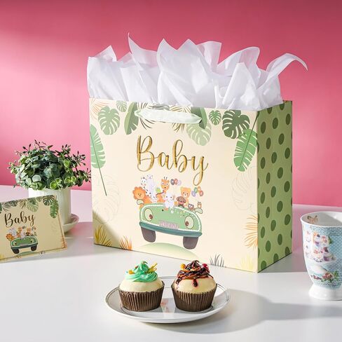Bobobag 13" Large Gift Bag with Tissue Paper and Greeting Card,Pink Happy Birthday gift bags for Girls in Saudi Arabia