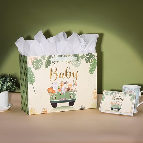 Bobobag 13" Large Gift Bag with Tissue Paper and Greeting Card,Pink Happy Birthday gift bags for Girls in Saudi Arabia