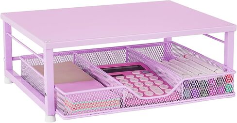 Wood Monitor Stand Riser, Laptop Stand for Desk, Office Desk Organizer and Accessories, Computer Desktop Shelf with Drawer and Pen Holder, Printer Stand for Home, Office, Dorm (Black Wood) in Kuwait