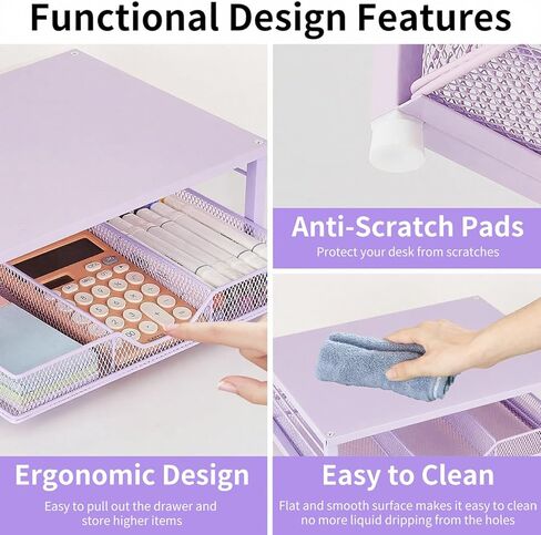 Wood Monitor Stand Riser, Laptop Stand for Desk, Office Desk Organizer and Accessories, Computer Desktop Shelf with Drawer and Pen Holder, Printer Stand for Home, Office, Dorm (Black Wood) in Kuwait