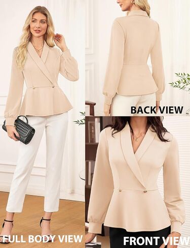 GRACE KARIN 2025 Women's Long Sleeve Blouses Fall Surplice Wrap V Neck Peplum Tops Dressy Elegant Formal Work Business Shirts in Saudi Arabia