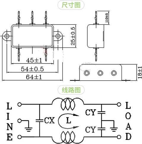 Single-Phase AC Filter 220VCW1B-3A/6A/10A-L(05) Low-Pass Strip line(CW1B-10A-L-05) in Saudi Arabia