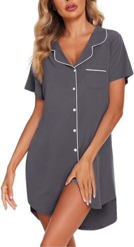 Ekouaer Womens Cotton Nightgowns Button Down Sleep Shirts Soft Night Shirts Night Dress in Saudi Arabia