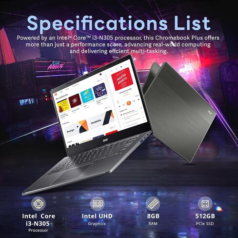 Acer Chromebook Spin 713: Intel i3-10110U, 4GB DDR4, 64GB eMMC, 13.5" 2K VertiView Touchscreen, Backlit Keyboard, Google Chrome OS (Renewed) in Saudi Arabia