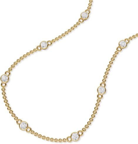 TimeLess Classics Women's Necklace - 14K Gold Bezel Set Lab Grown Diamond Station Necklace (Available From 0.25-2 CTW) in Kuwait