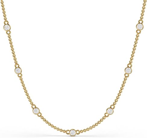 TimeLess Classics Women's Necklace - 14K Gold Bezel Set Lab Grown Diamond Station Necklace (Available From 0.25-2 CTW) in Kuwait