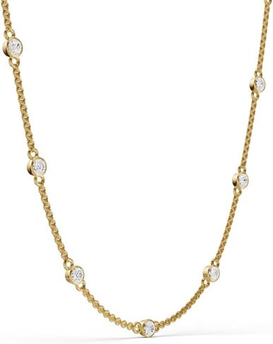 TimeLess Classics Women's Necklace - 14K Gold Bezel Set Lab Grown Diamond Station Necklace (Available From 0.25-2 CTW) in Kuwait