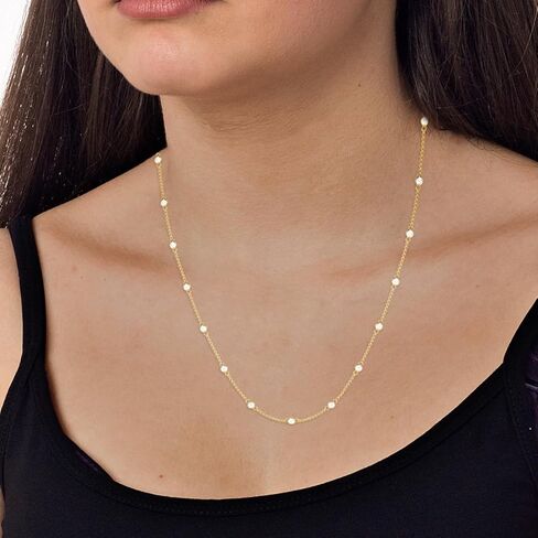 TimeLess Classics Women's Necklace - 14K Gold Bezel Set Lab Grown Diamond Station Necklace (Available From 0.25-2 CTW) in Kuwait