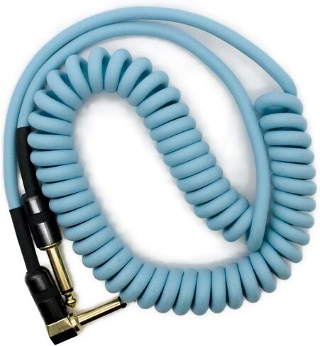 Aestivate 10ft/3m Coiled Guitar Cable L-S Coil Electric Instrument Cable Curly Instrument Cable Stretchable 1/4 inch Right Angle to Straight(Black) in Kuwait