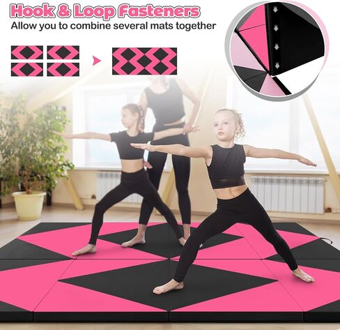Giantex 4'x8' Gymnastics Mat, 2" Thick Folding Tumbling Mat with Carrying Handles, Foldable Gym Mat with Hook and Loop Fastener, Cheer Mats for Kids Adults Home Exercise Aerobics Fitness in Kuwait