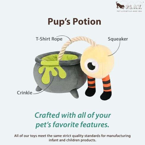 P.L.A.Y. Cute Plush Dog Toys - Howling Haunts Halloween Themed Durable Squeaker Chew Toy, Great for Puppies & Small, Medium, Large Dog - Machine Washable, Recycled Material (Barky's Bite Vampire Fang) in Kuwait