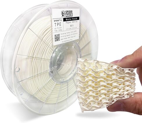 SpiderMaker SpiderFlex مطفأ اللمعة مرن TPE (مطفأ اللمعة TPU) خيوط طباعة ثلاثية الأبعاد - Shore 75A، 1.75 مم، 500 جم (أسود فحمي) in Saudi Arabia