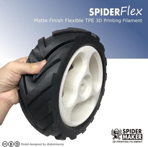 SpiderMaker SpiderFlex مطفأ اللمعة مرن TPE (مطفأ اللمعة TPU) خيوط طباعة ثلاثية الأبعاد - Shore 75A، 1.75 مم، 500 جم (أسود فحمي) in Saudi Arabia