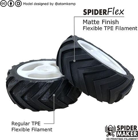SpiderMaker SpiderFlex مطفأ اللمعة مرن TPE (مطفأ اللمعة TPU) خيوط طباعة ثلاثية الأبعاد - Shore 75A، 1.75 مم، 500 جم (أسود فحمي) in Saudi Arabia