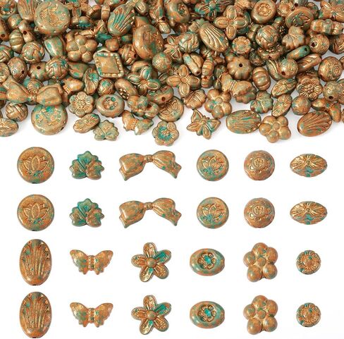 Craftdady 100G Assorted Metal Enlaced Opaque Acrylic Beads Colorful Carved Flower Beads Cute Butterfly Heart Flat Oval Round Spacer Plastic Beads for DIY Earring Necklace Bracelet Jewelry Making in Saudi Arabia