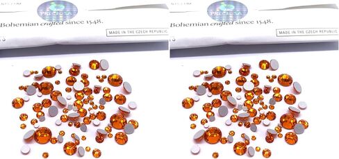 Mixed Sizes Sun Orange Czech Preciosa Maxima Flatbacks 100 Pieces Assorted 2mm to 6mm ss5, ss7, ss9, ss12, ss16, ss20, ss30 No Hotfix Round Rhinestones DIY Bling Deco Nail Arts in Saudi Arabia