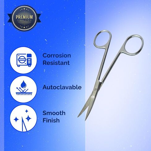 Iris Micro Dissecting Scissors 4.5" Curved (CVD) – Fine Point Surgical Scissors for Skin Tag, Gum, Suture & Eye Procedures – Medical Dental Tool for Doctors, Nurses, Students & Training (1pc) in Saudi Arabia