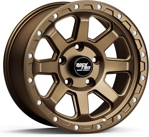 RockTrix RT116 17 inch Wheel Compatible with Jeep Wrangler JK JL 17x9 5x5 Wheels (-12mm Offset, 4.5in Backspace) 5x5 PCD, 71.5mm Bore, Black Wheels, Also fits Gladiator JT Rims in Kuwait